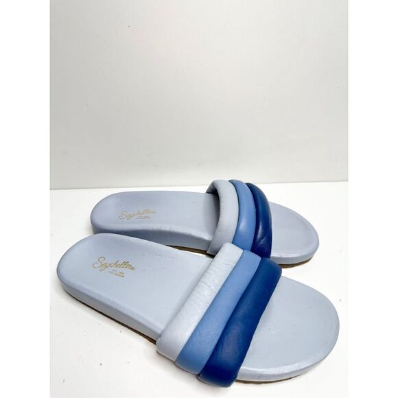 Seychelles Sandals Womens Size 9 Leather Low Key Blue Bright Slides - Picture 1 of 10
